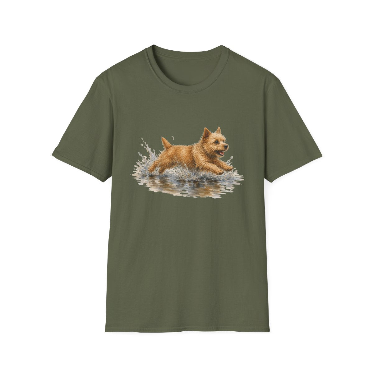 No Puddle Left Behind Norwich Terrier Tee - Military Green