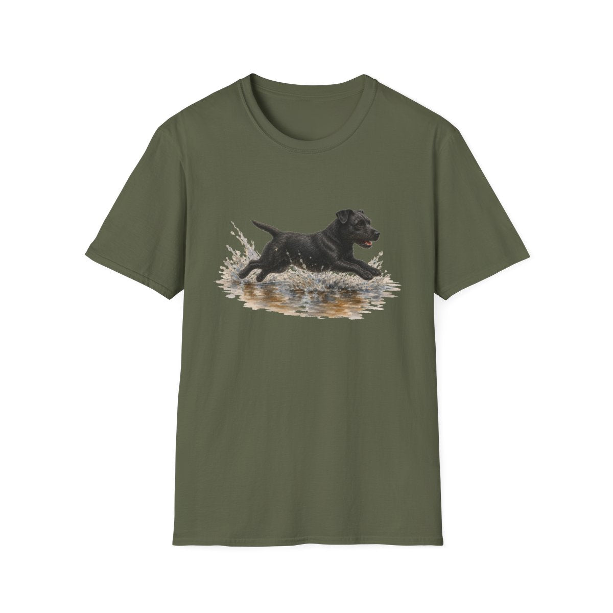 No Puddle Left Behind Patterdale Terrier Tee - Military Green