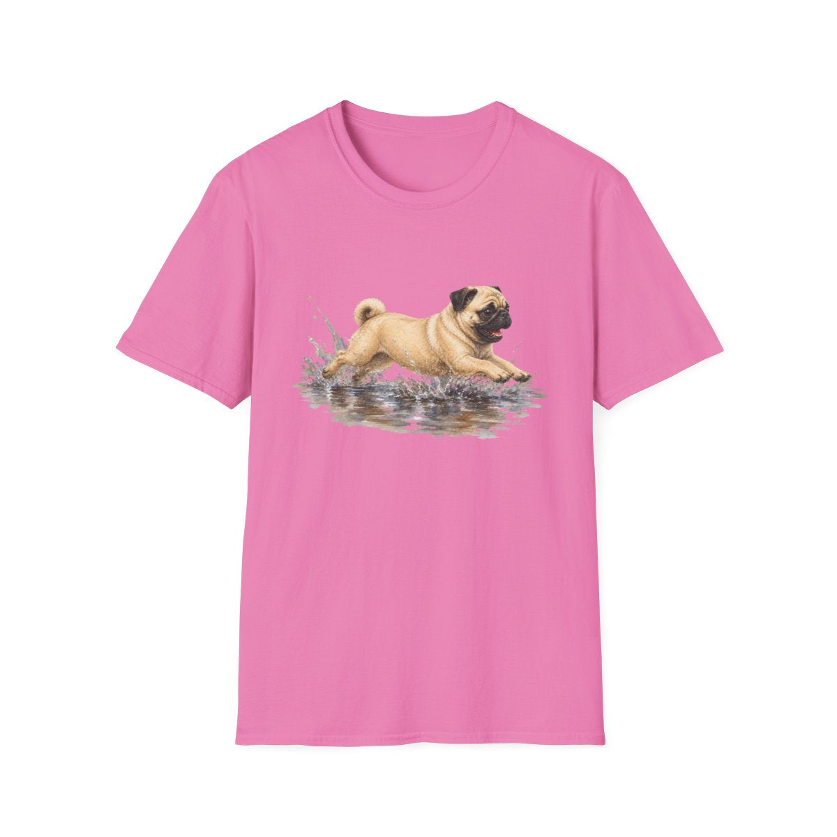 No Puddle Left Behind Pug Tee - Azalea