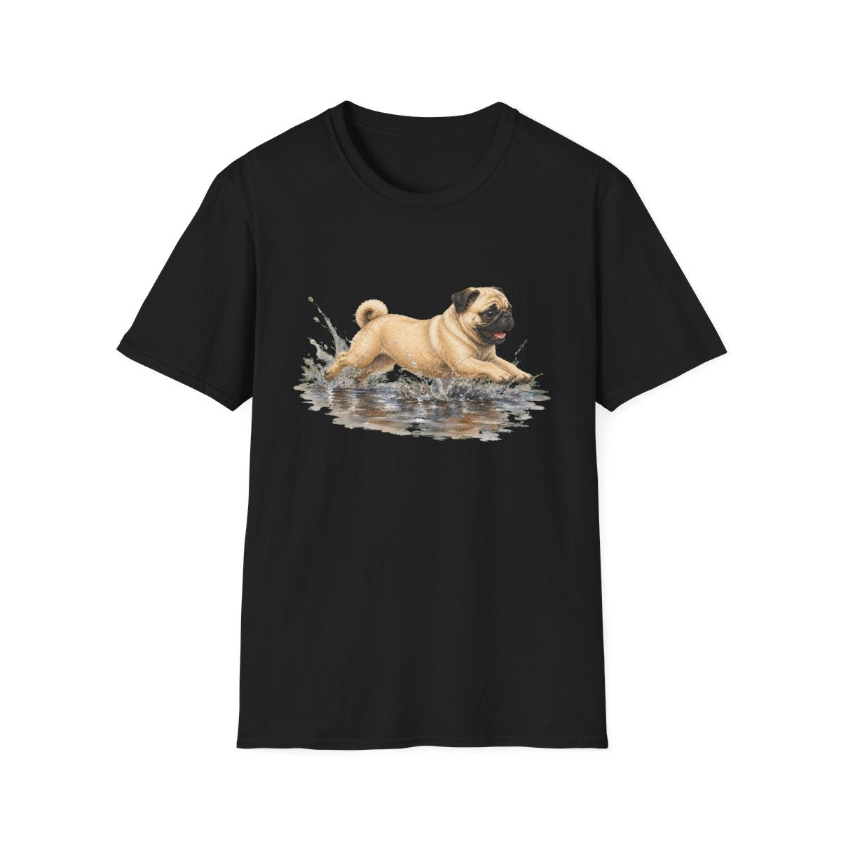No Puddle Left Behind Pug Tee - Black