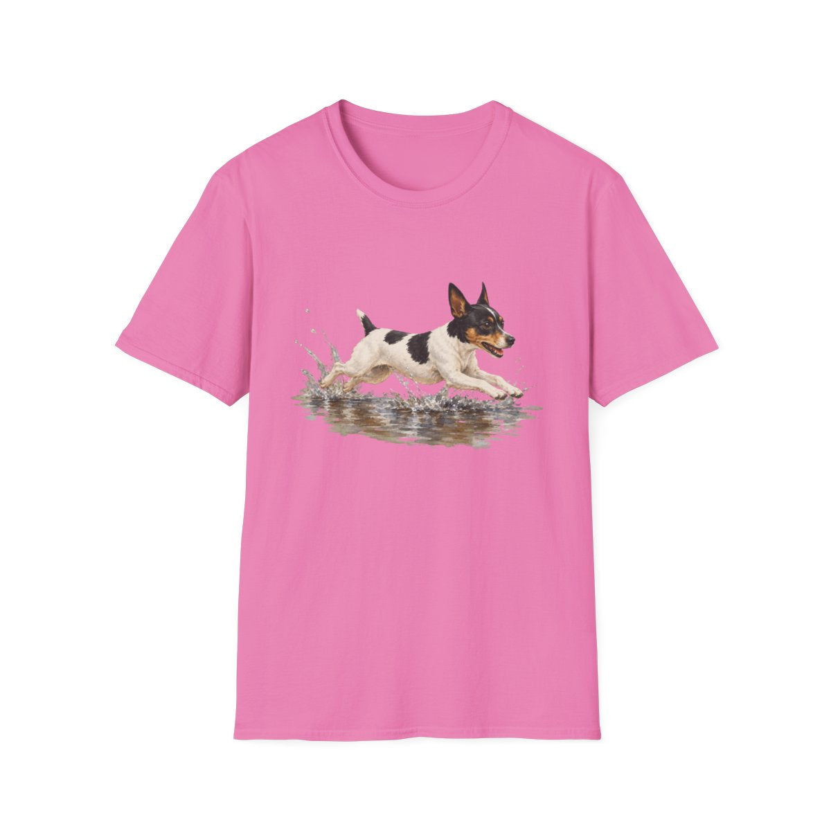 No Puddle Left Behind Rat Terrier Tee - Azalea
