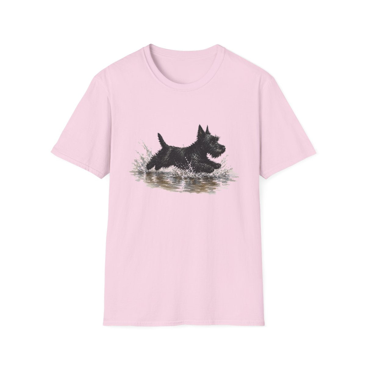 No Puddle Left Behind Scottish Terrier Tee - Light Pink