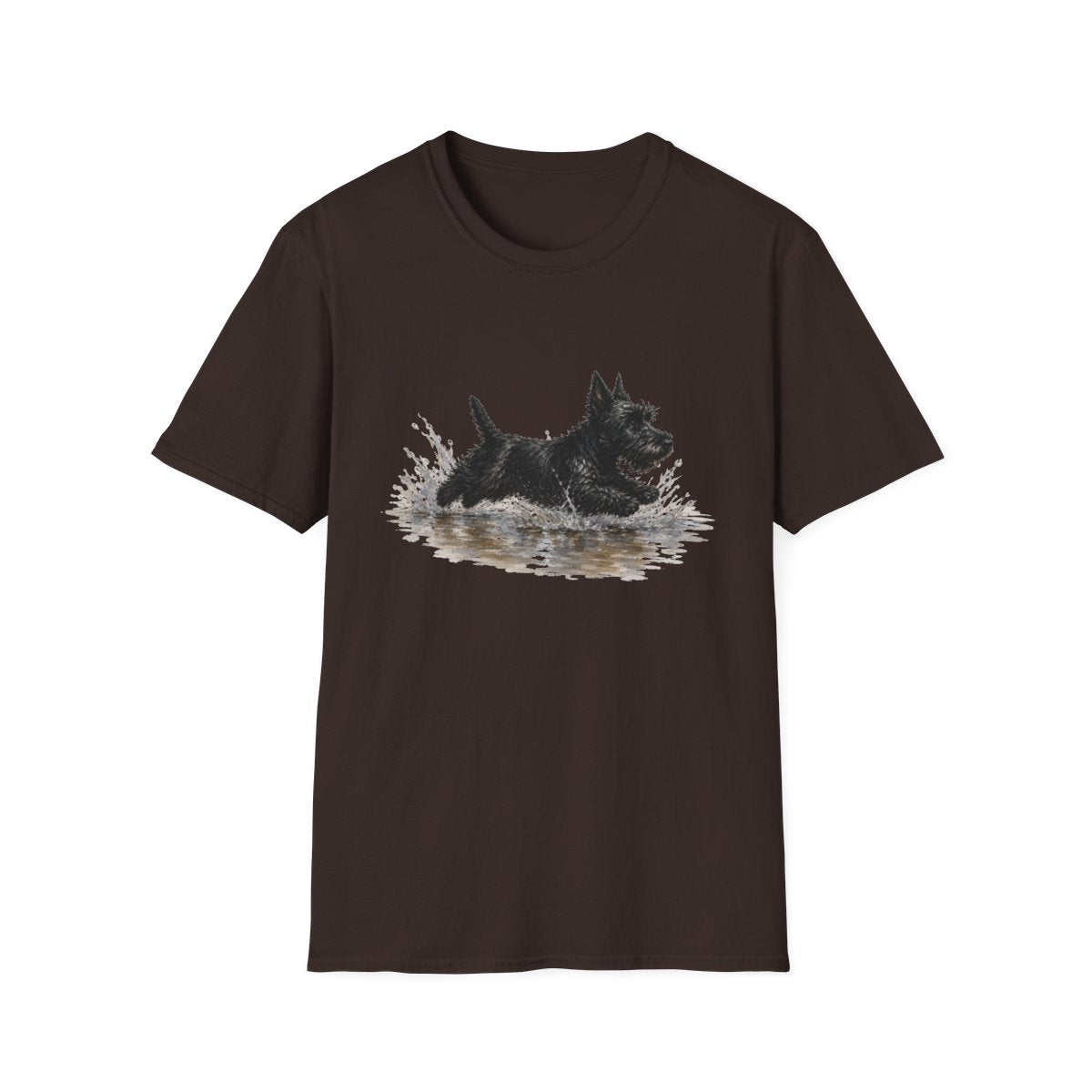 No Puddle Left Behind Scottish Terrier Tee - Dark Chocolate