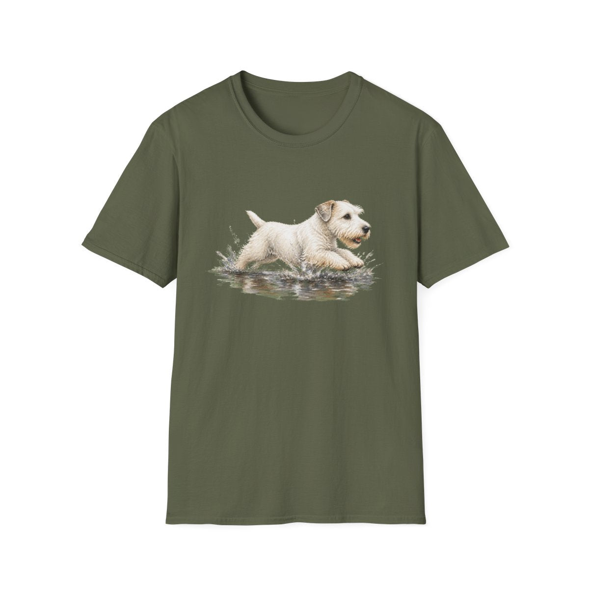 No Puddle Left Behind Sealyham Terrier Tee - Military Green