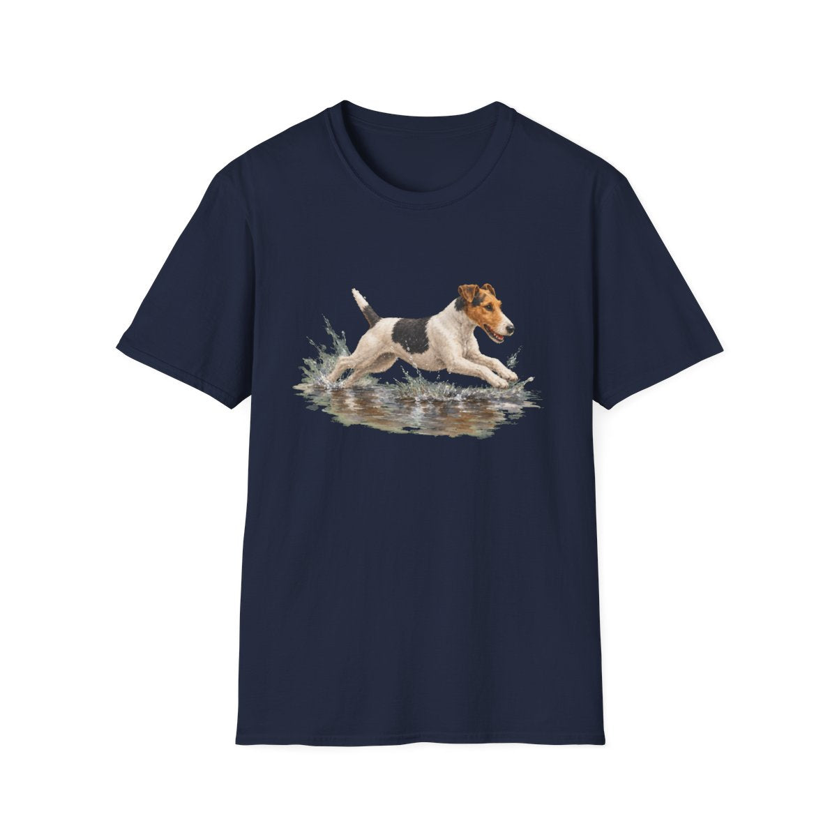 No Puddle Left Behind Smooth Fox Terrier Tee - Navy