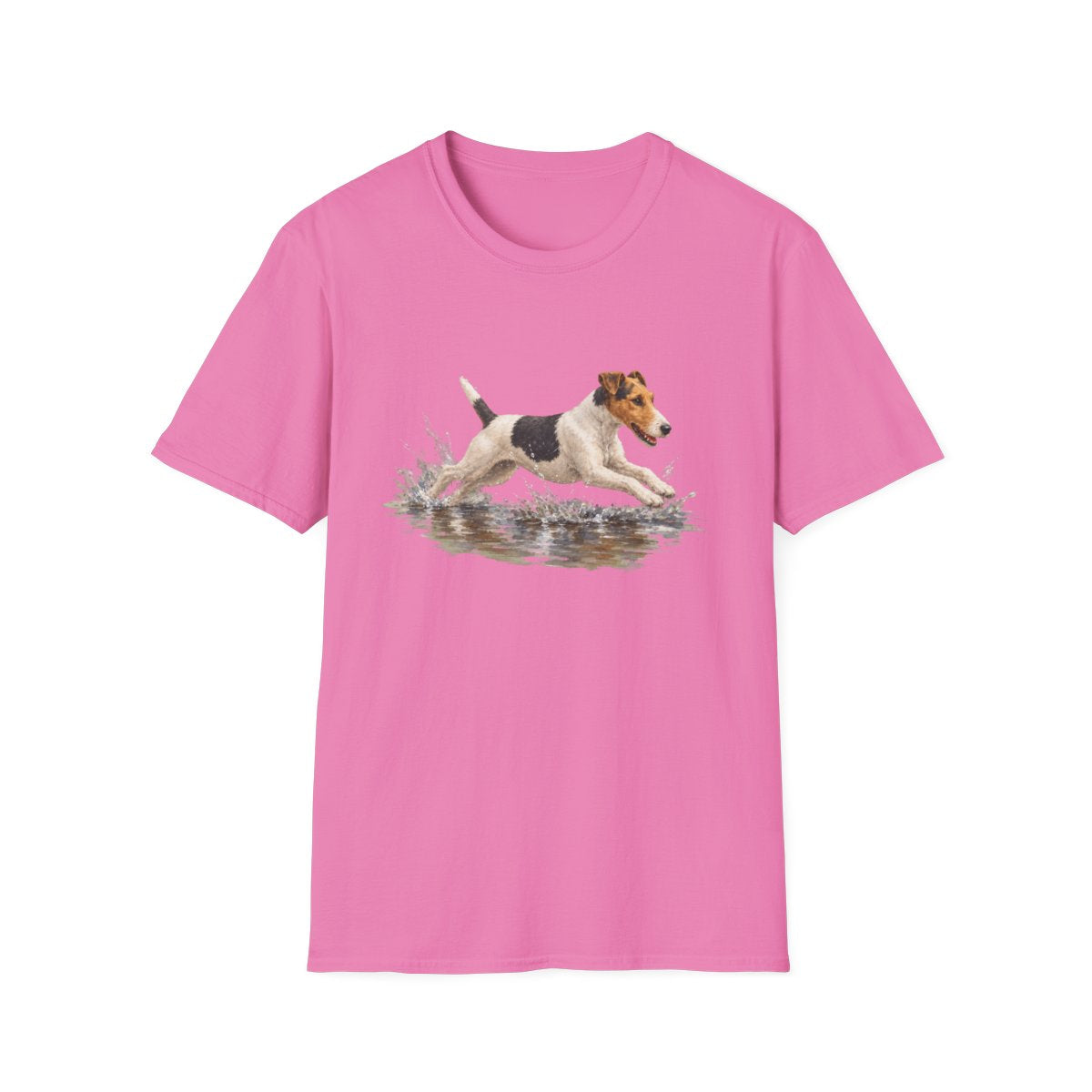 No Puddle Left Behind Smooth Fox Terrier Tee - Azalea