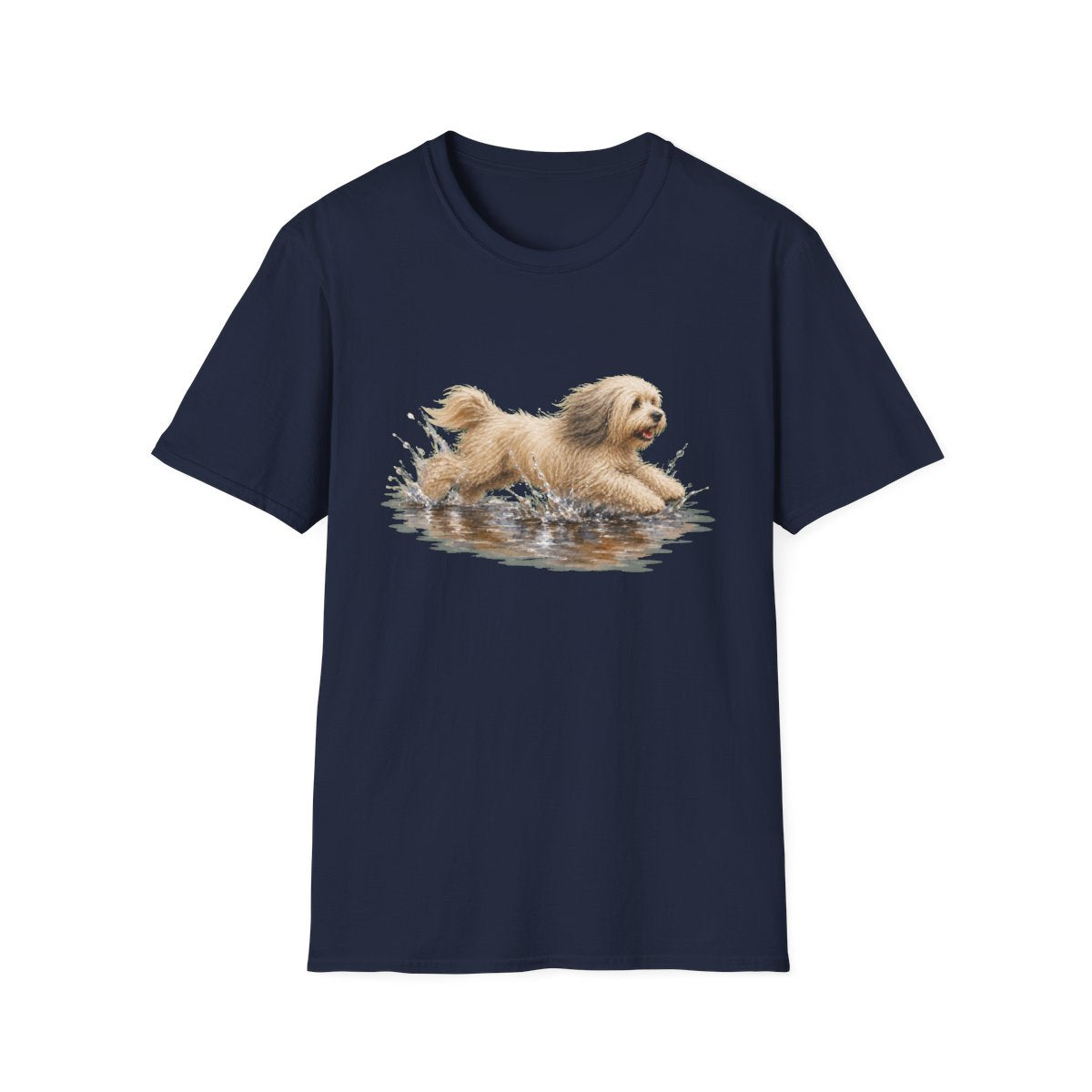 No Puddle Left Behind Tibetan Terrier Tee - Navy