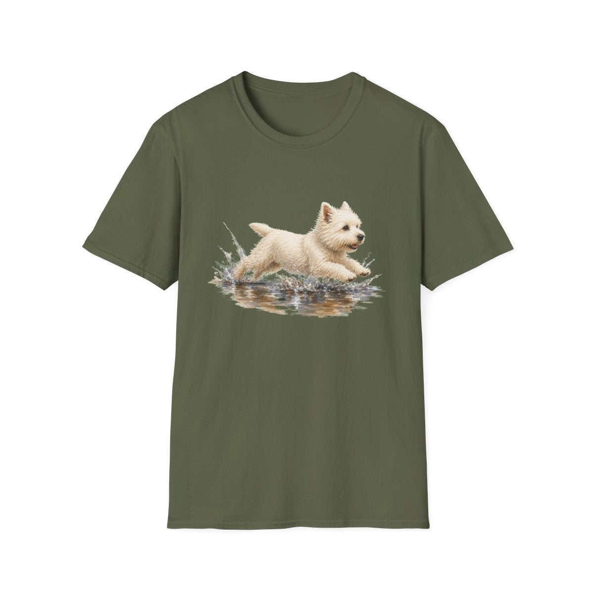 No Puddle Left Behind Westie Tee - Military Green