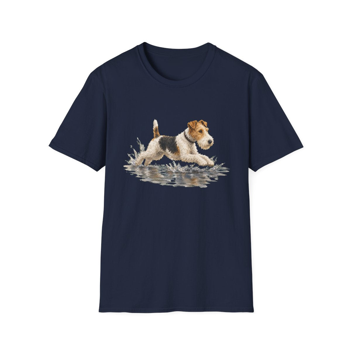 No Puddle Left Behind Wire Fox Terrier Tee - Navy