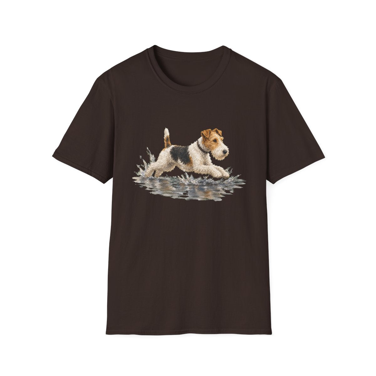 No Puddle Left Behind Wire Fox Terrier Tee - Dark Chocolate