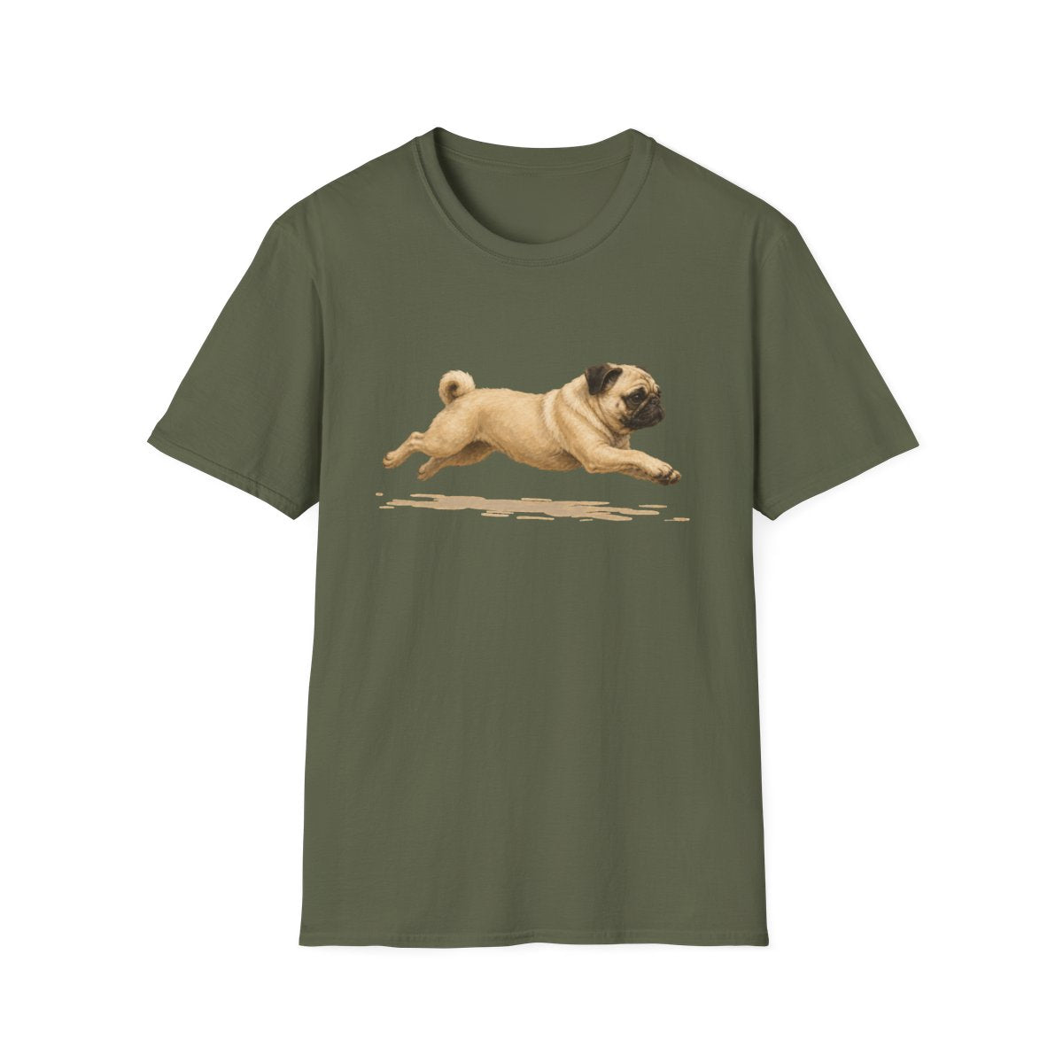 No Rest For The Pug Tee - Military Green