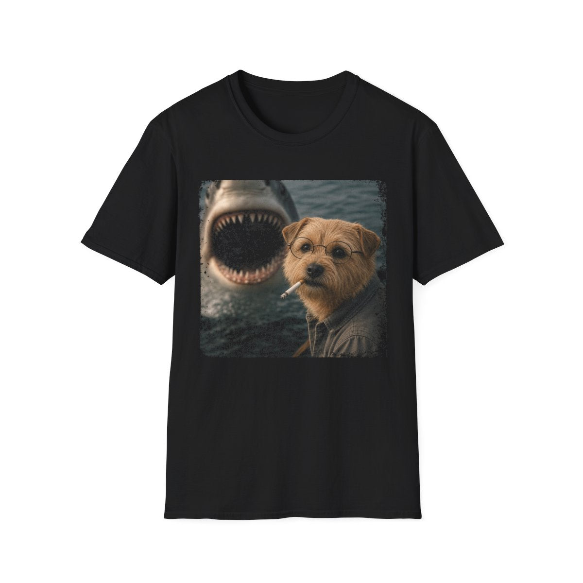 Norfolk Terrier and Shark Tee - Black