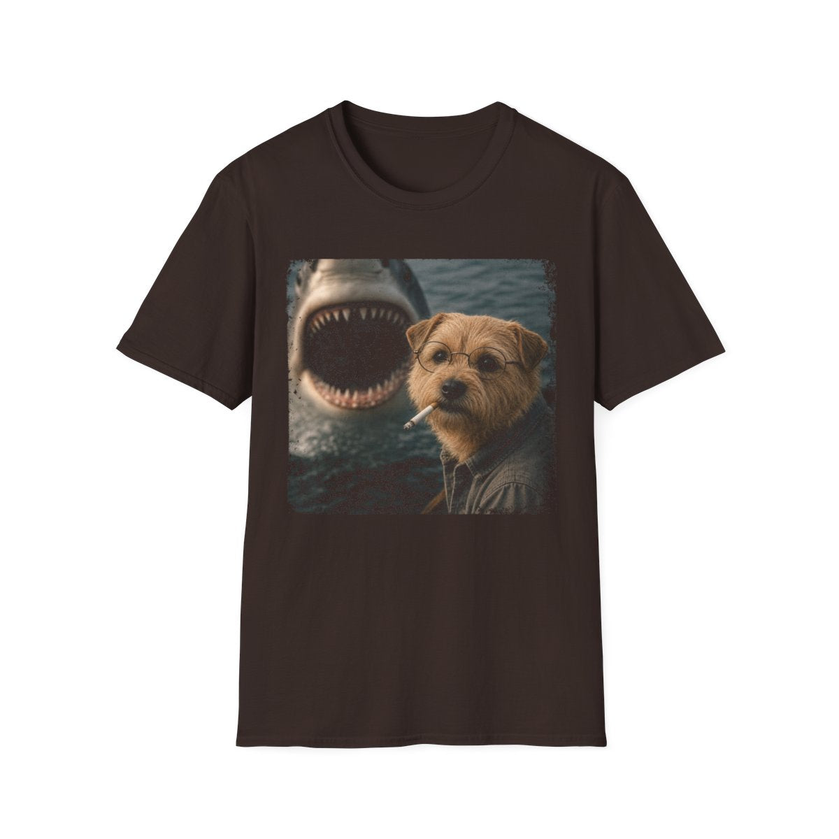Norfolk Terrier and Shark Tee - Dark Chocolate