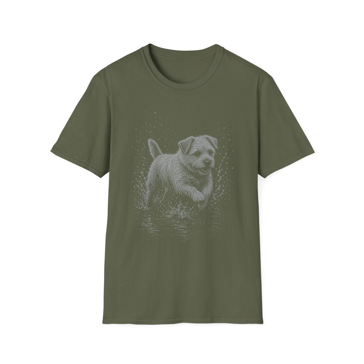 Norfolk Terrier Water Run Tee - Military Green