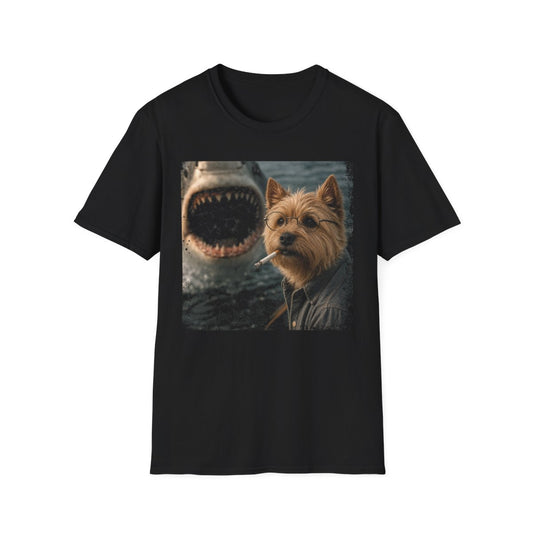 Norwich Terrier and Shark Tee - Black