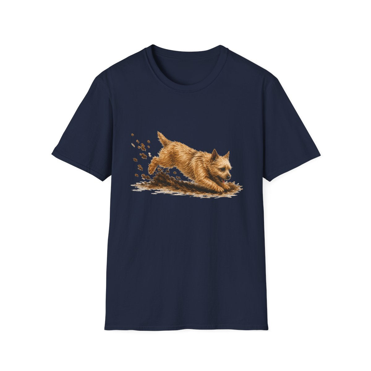 Norwich Terrier Excavating Mode On Tee - Navy