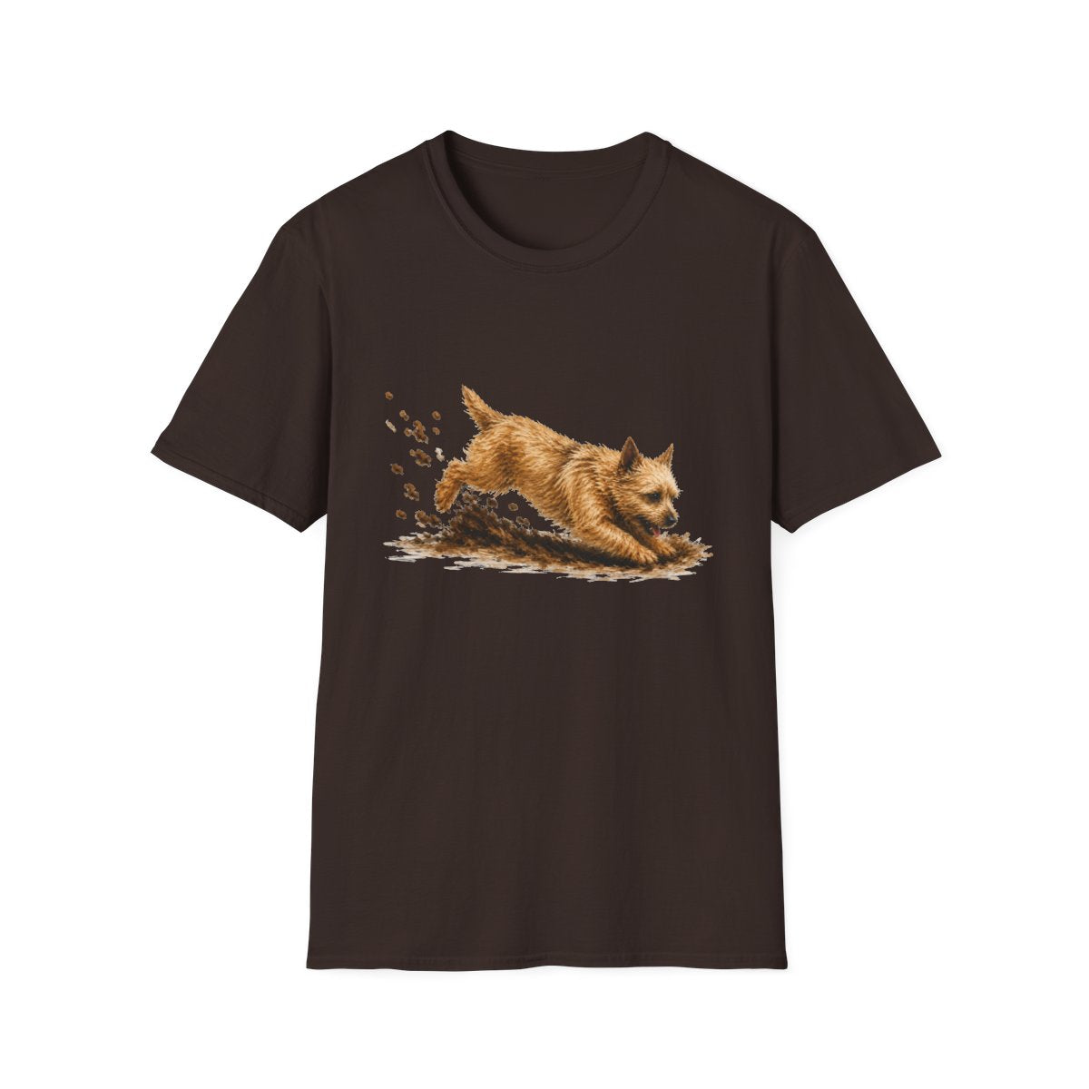 Norwich Terrier Excavating Mode On Tee - Dark Chocolate