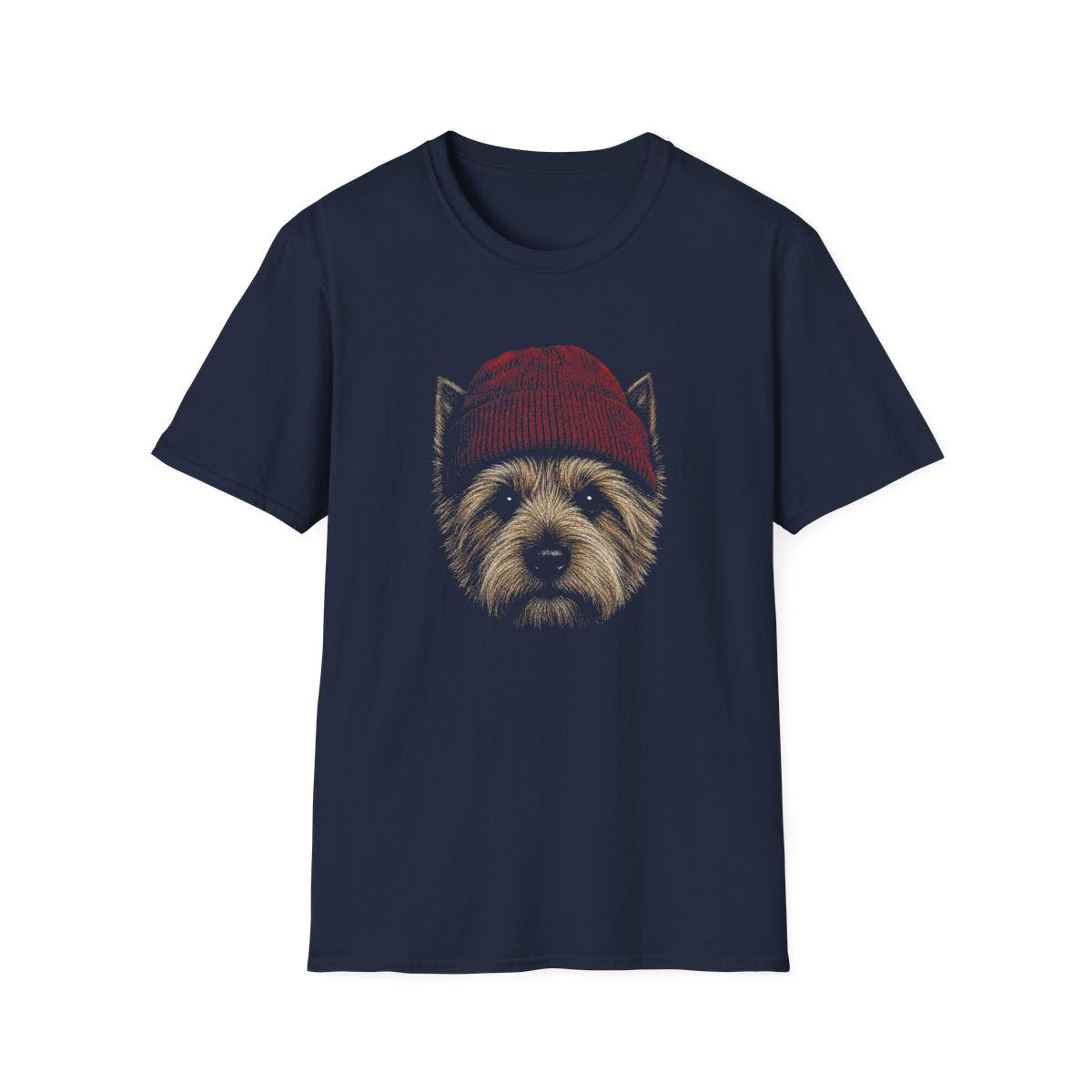 Norwich Terrier In Beanie Tee - Navy