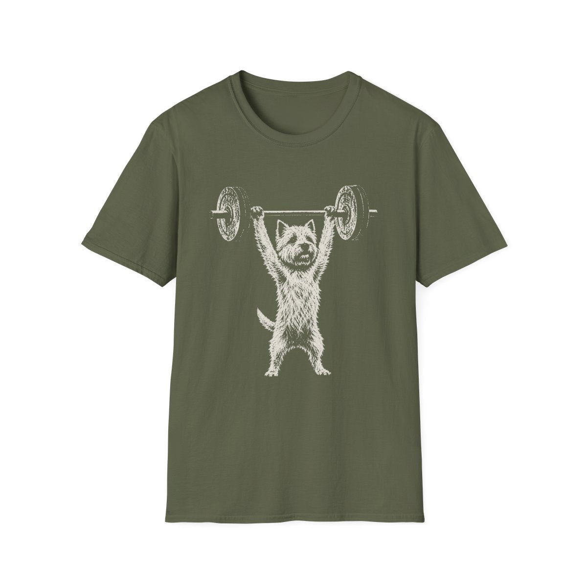 Norwich Terrier Powerlifting Tee - Military Green