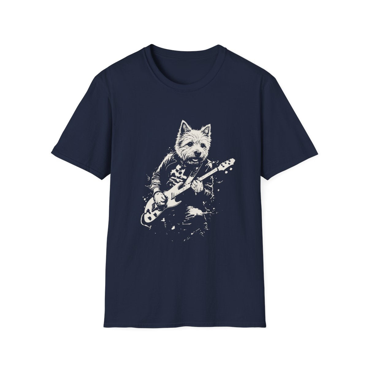 Norwich Terrier Rocking Guitar Tee - Navy
