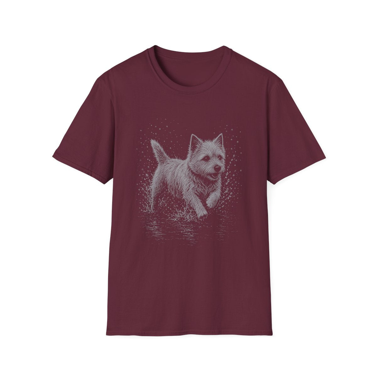 Norwich Terrier Water Run Tee - Maroon
