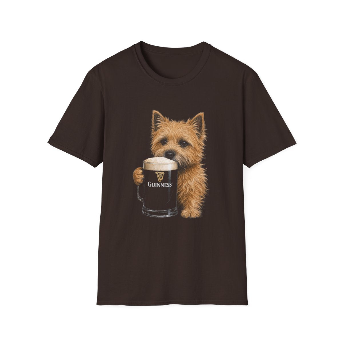 Norwich Terrier With A Pint Tee - Dark Chocolate