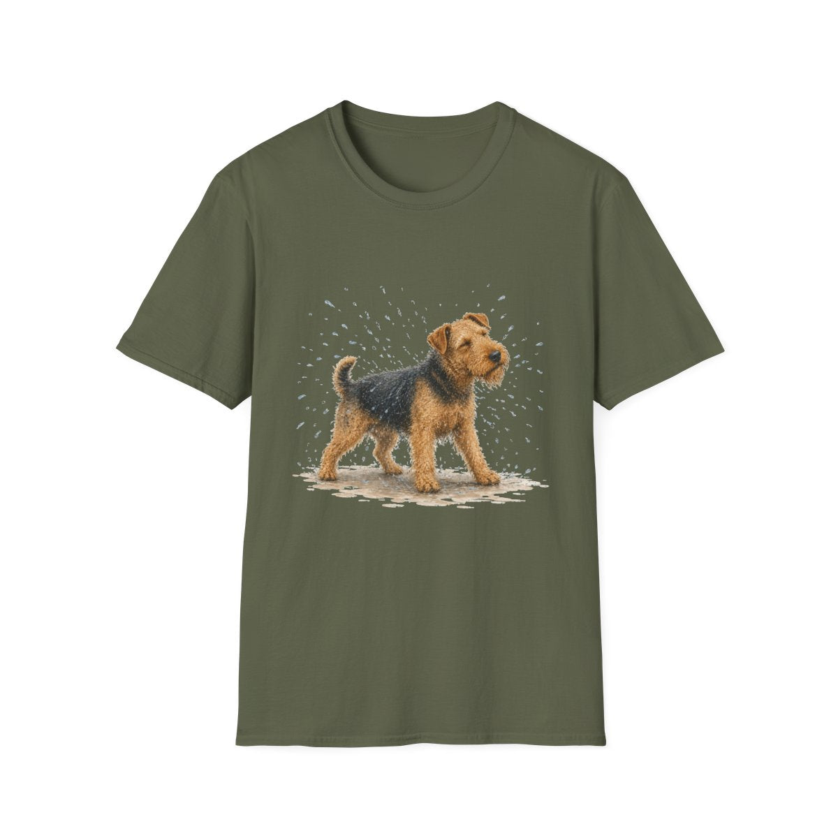 Not A Fan Of Bath Time Airedale Terrier Tee - Military Green
