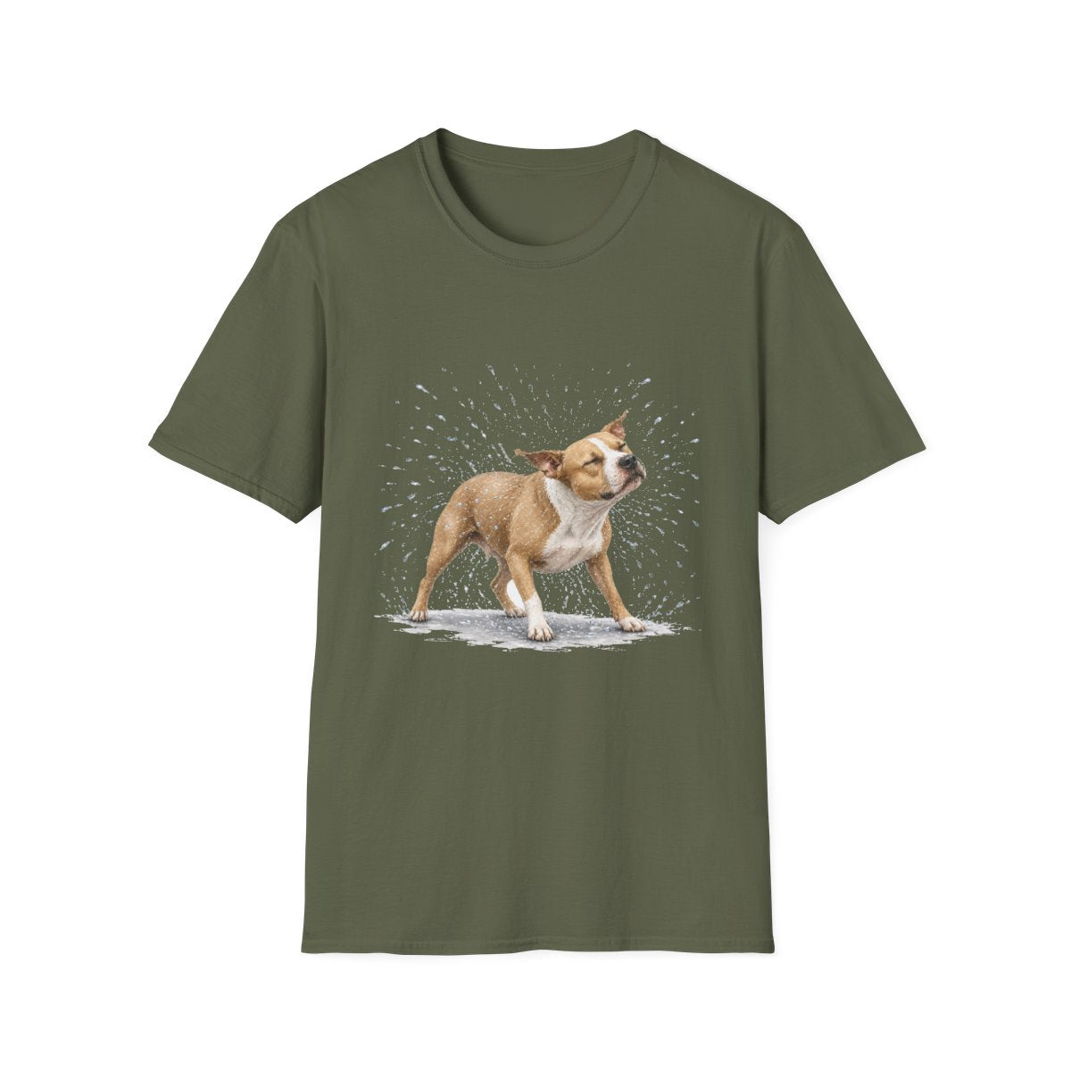 Not A Fan Of Bath Time American Pit Bull Terrier Tee - Military Green