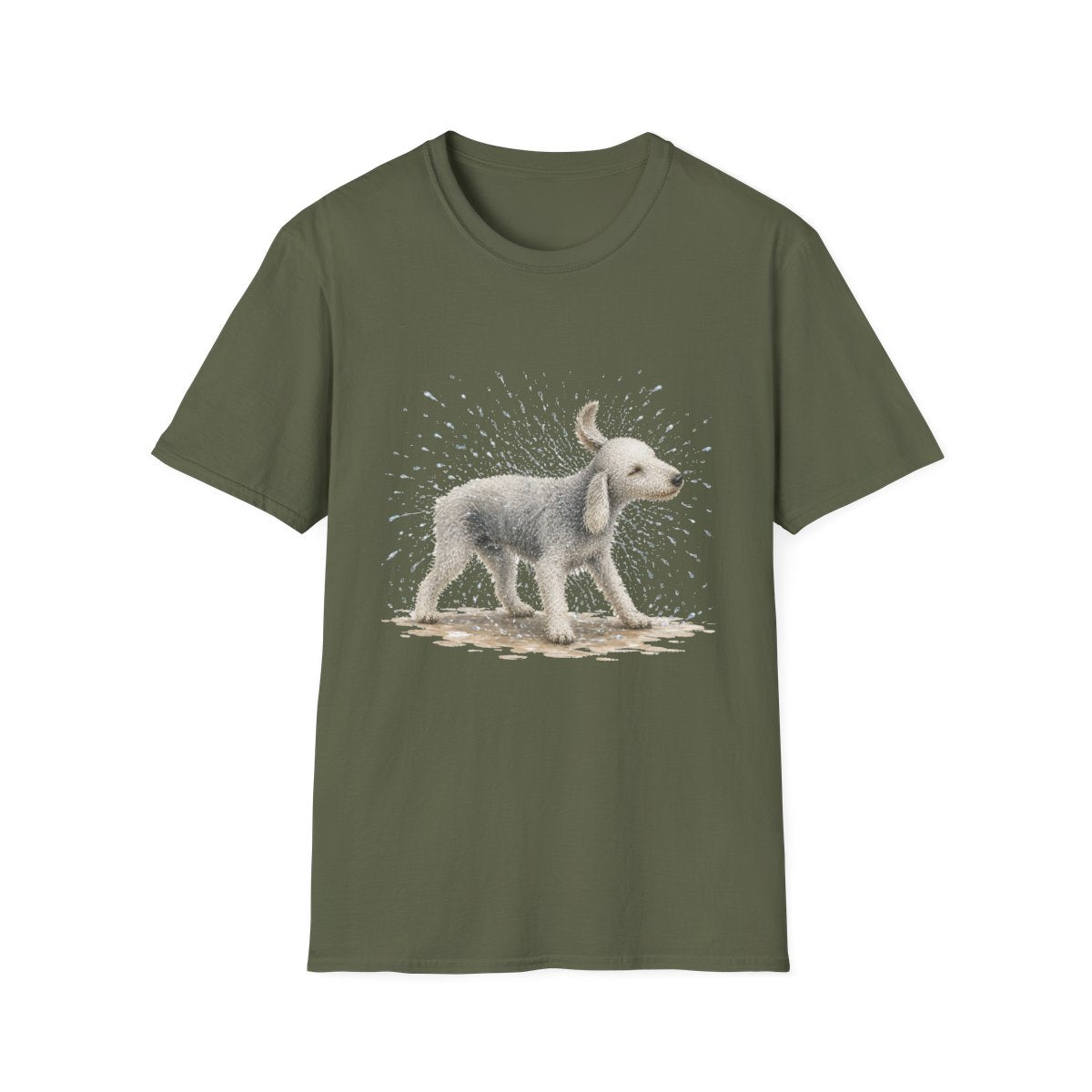 Not A Fan Of Bath Time Bedlington Terrier Tee - Military Green