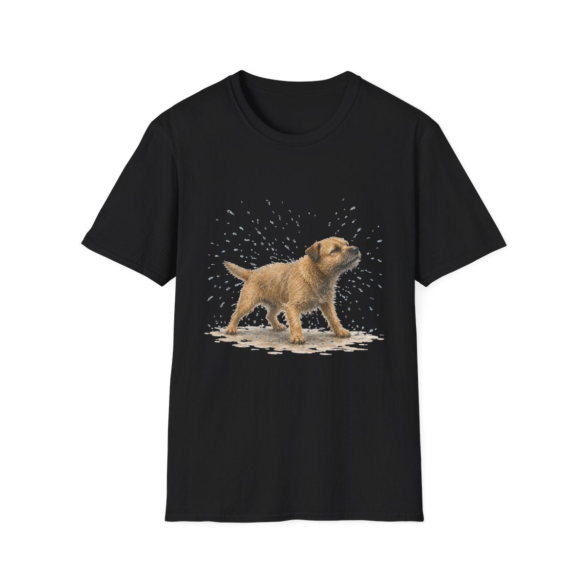 Not A Fan Of Bath Time Border Terrier Tee - Black