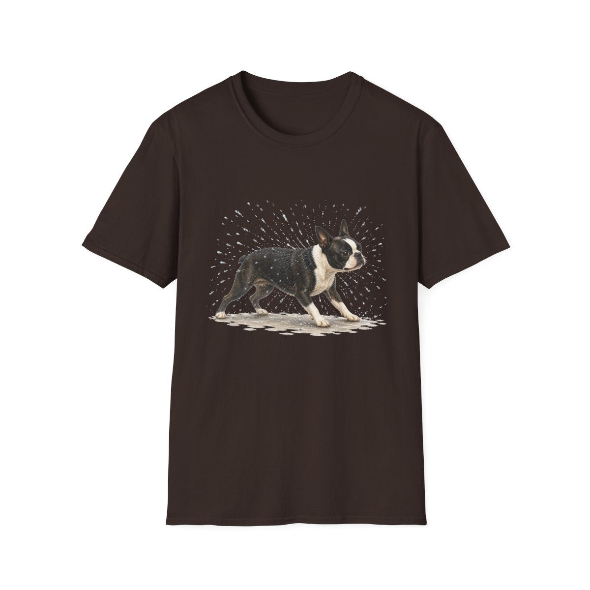 Not A Fan Of Bath Time Boston Terrier Tee - Dark Chocolate