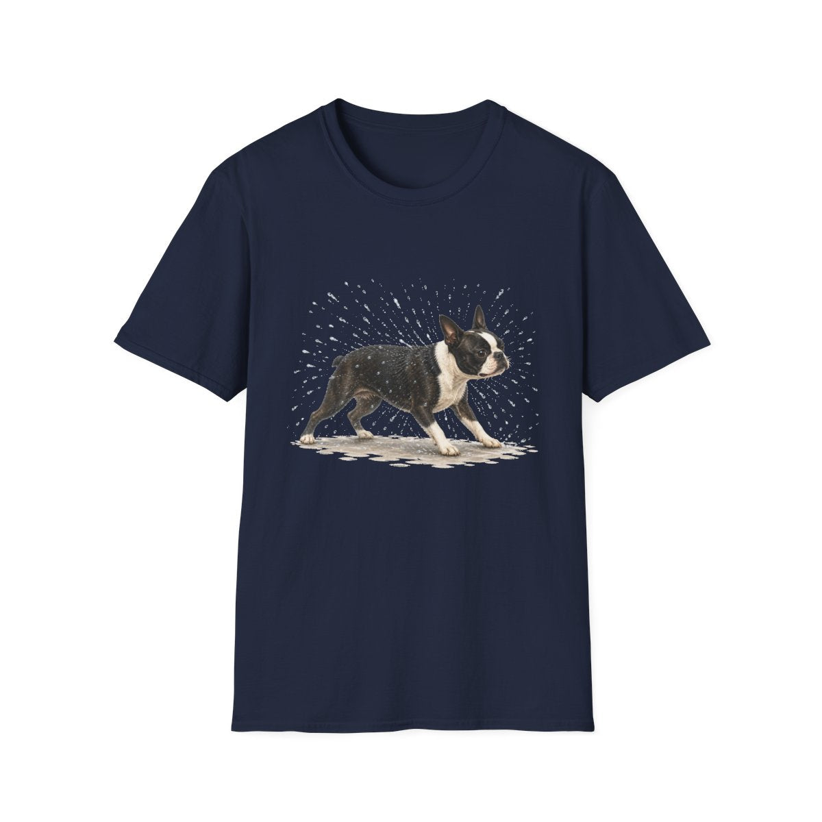 Not A Fan Of Bath Time Boston Terrier Tee - Navy