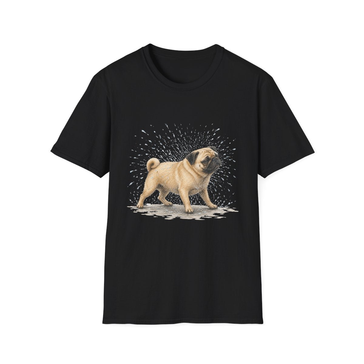 Not A Fan Of Bath Time Pug Tee - Black