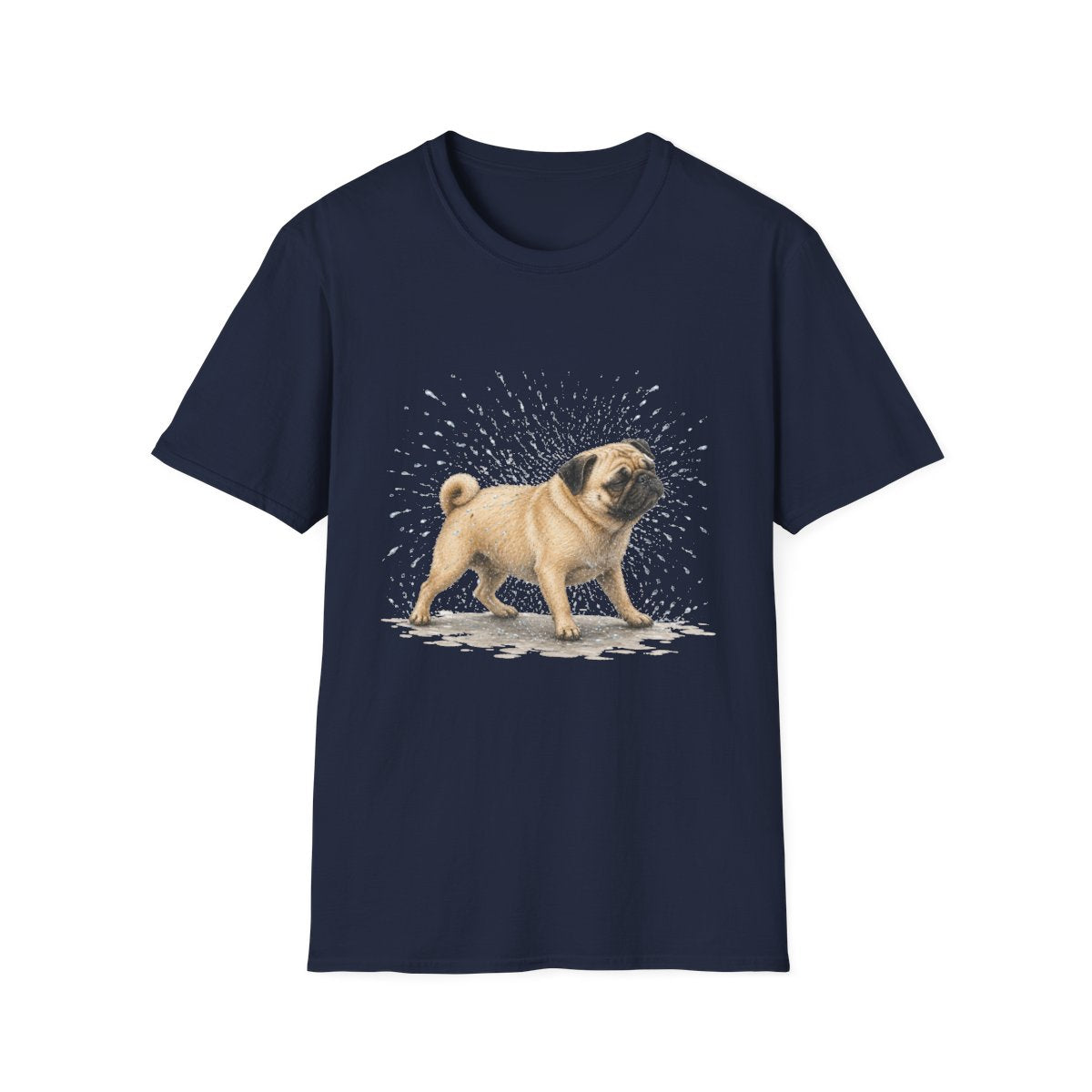 Not A Fan Of Bath Time Pug Tee - Navy