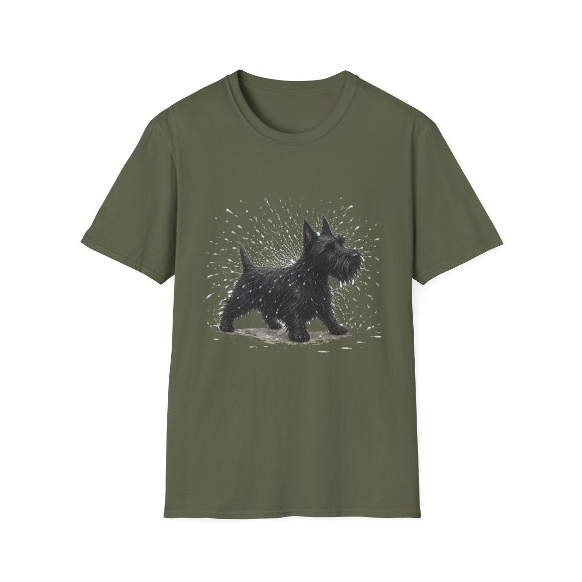 Not A Fan Of Bath Time Scottish Terrier Tee - Military Green