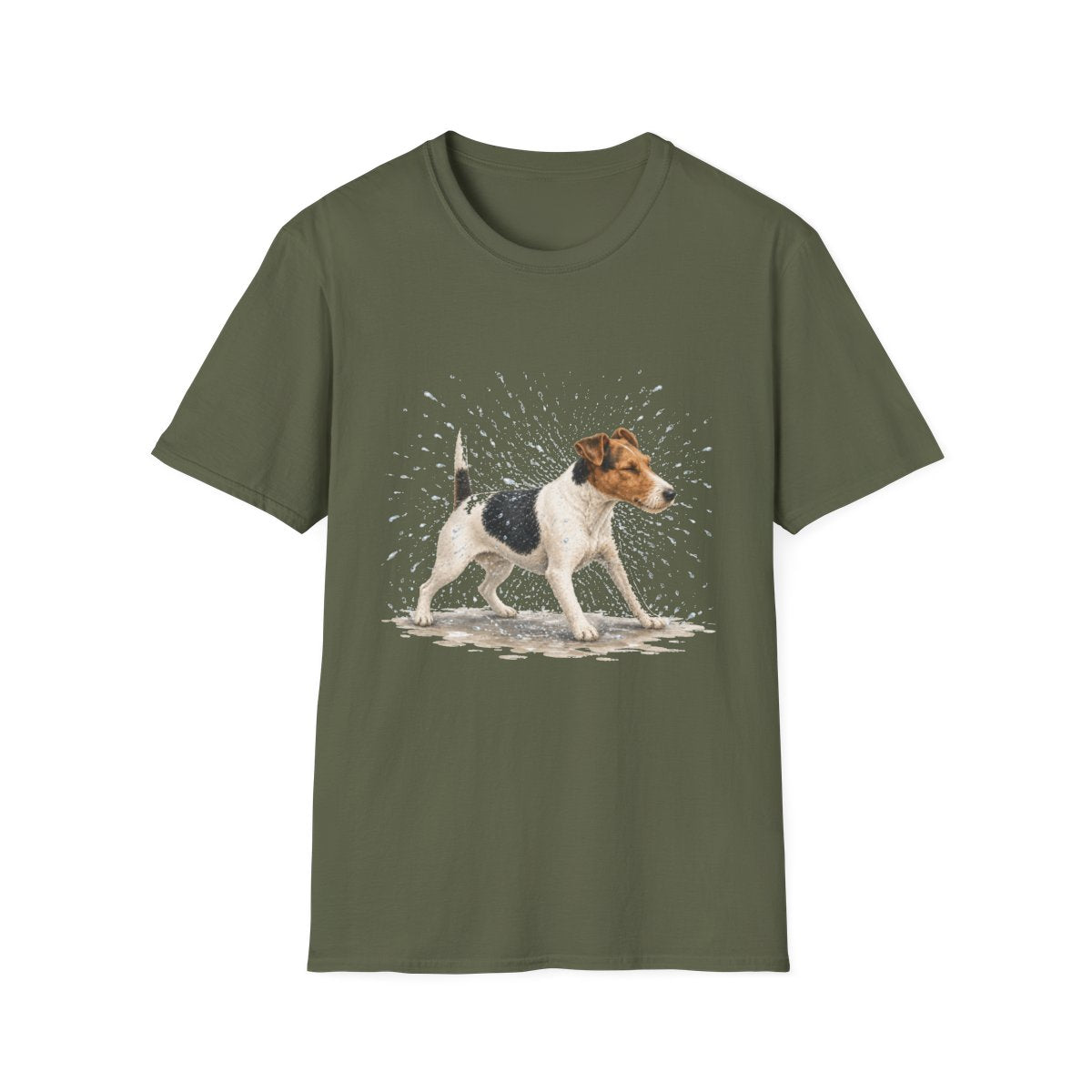 Not A Fan Of Bath Time Smooth Fox Terrier Tee - Military Green