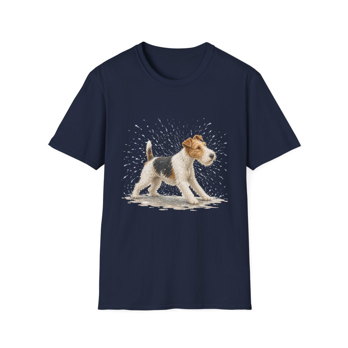 Not A Fan Of Bath Time Wire Fox Terrier Tee - Navy
