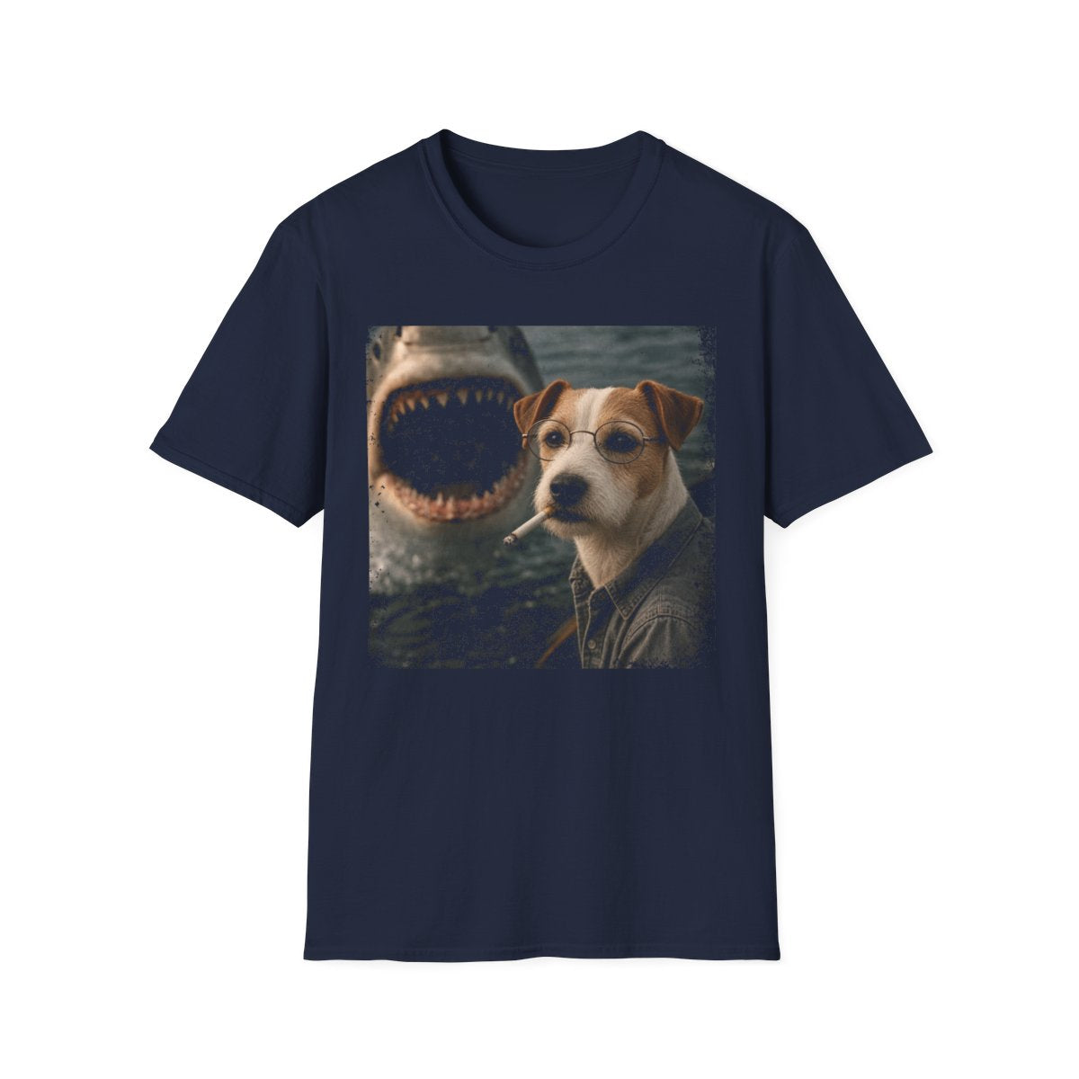 Parson Russell Terrier and Shark Tee - Navy