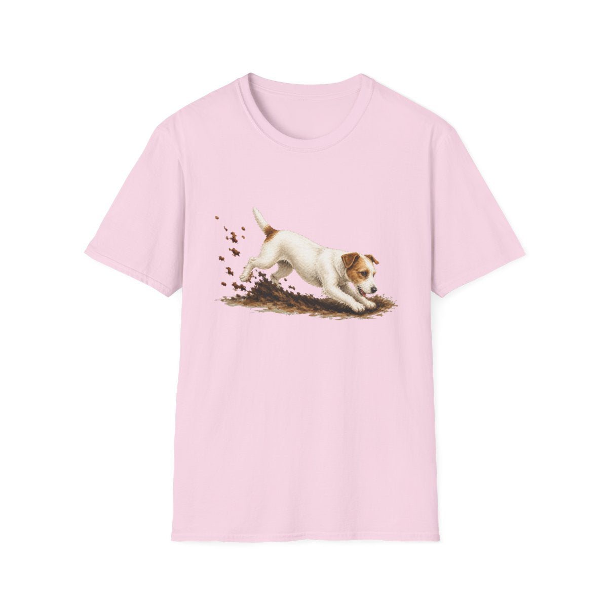 Parson Russell Terrier Excavating Mode On Tee - Light Pink