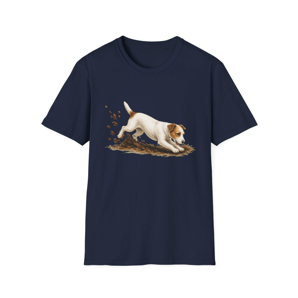 Parson Russell Terrier Excavating Mode On Tee - Navy