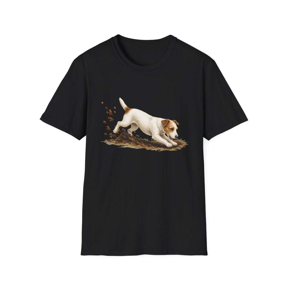 Parson Russell Terrier Excavating Mode On Tee - Black