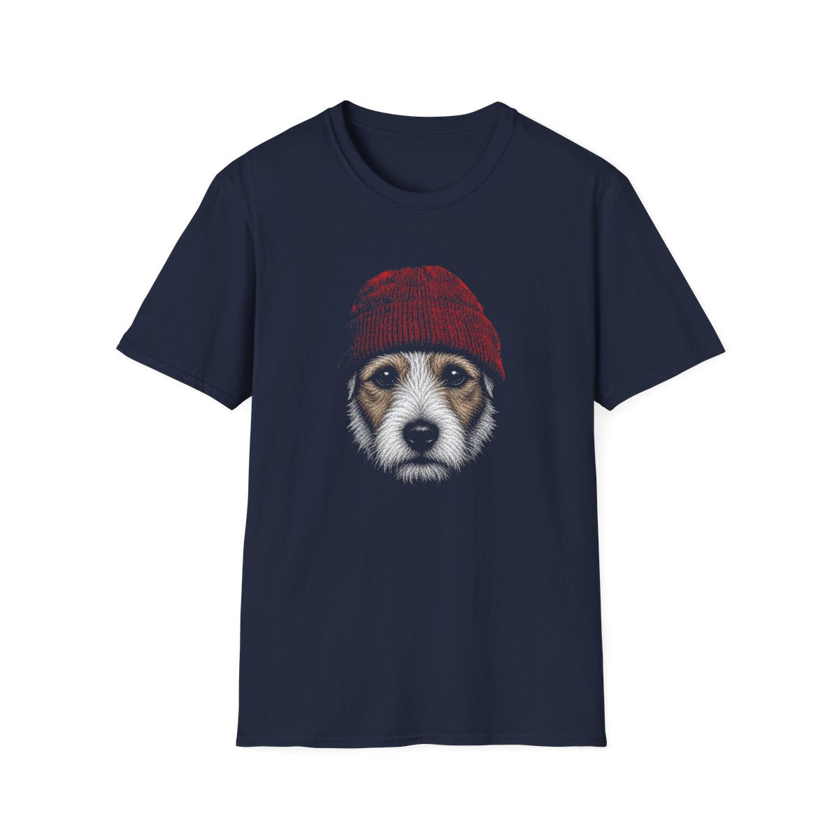 Parson Russell Terrier In Beanie Tee - Navy