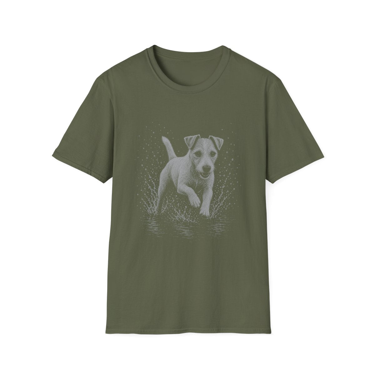 Parson Russell Terrier Water Run Tee - Military Green