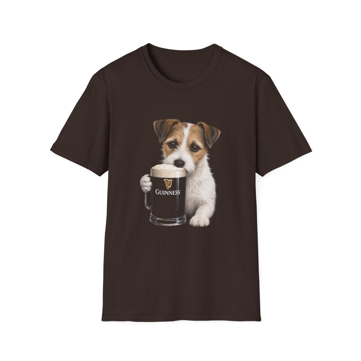 Parson Russell Terrier With A Pint Tee - Dark Chocolate