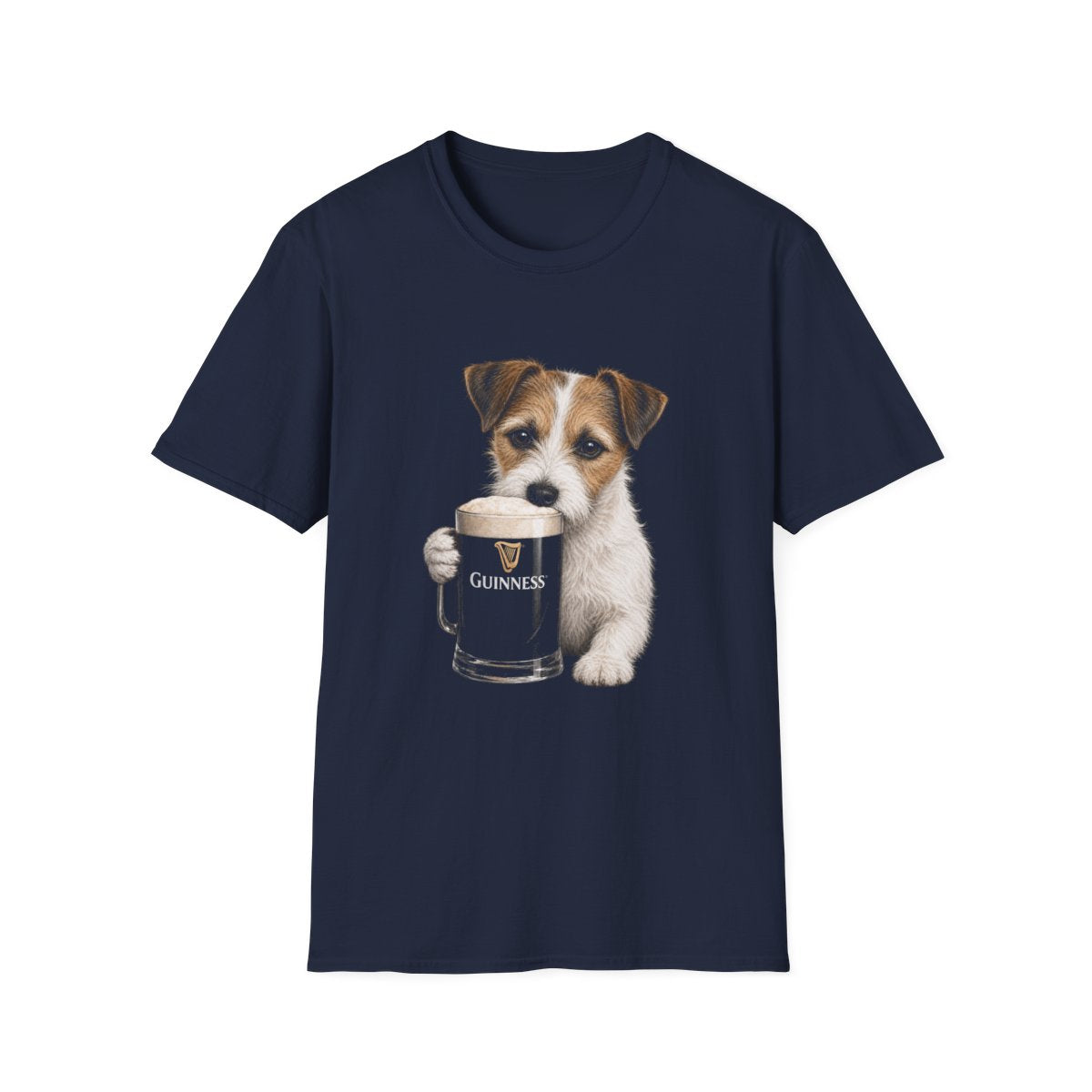 Parson Russell Terrier With A Pint Tee - Navy