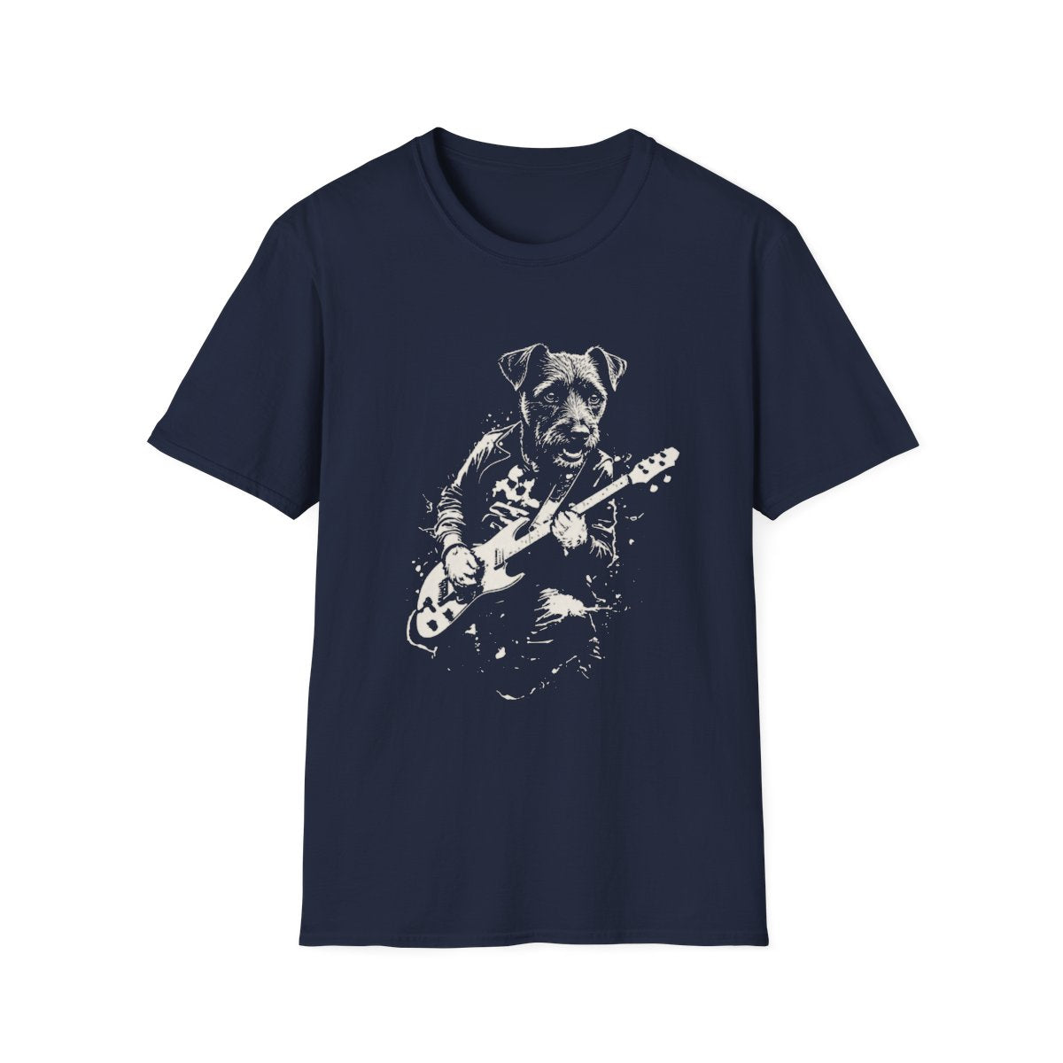 Patterdale Terrier Rocking Guitar Tee - Navy