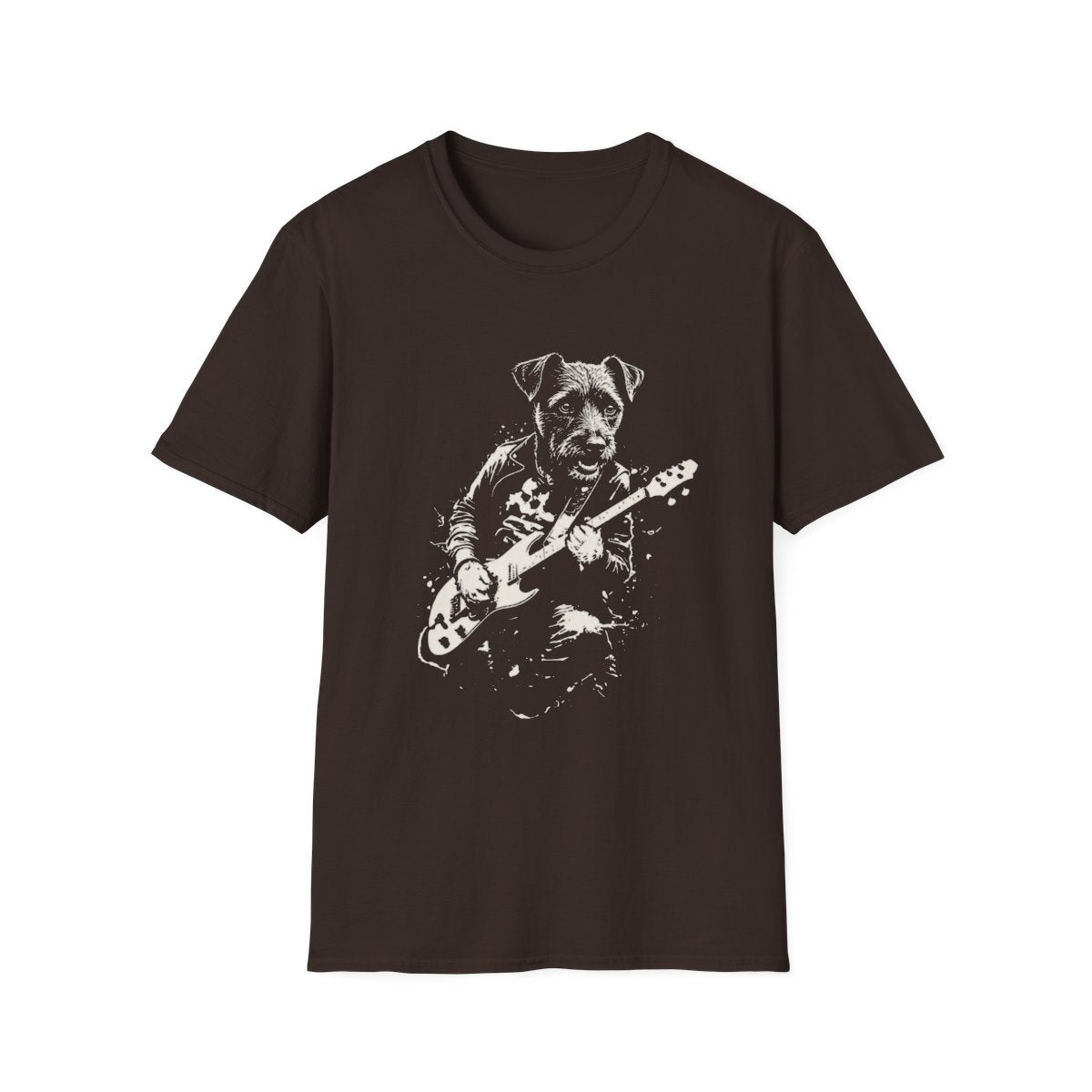 Patterdale Terrier Rocking Guitar Tee - Dark Chocolate