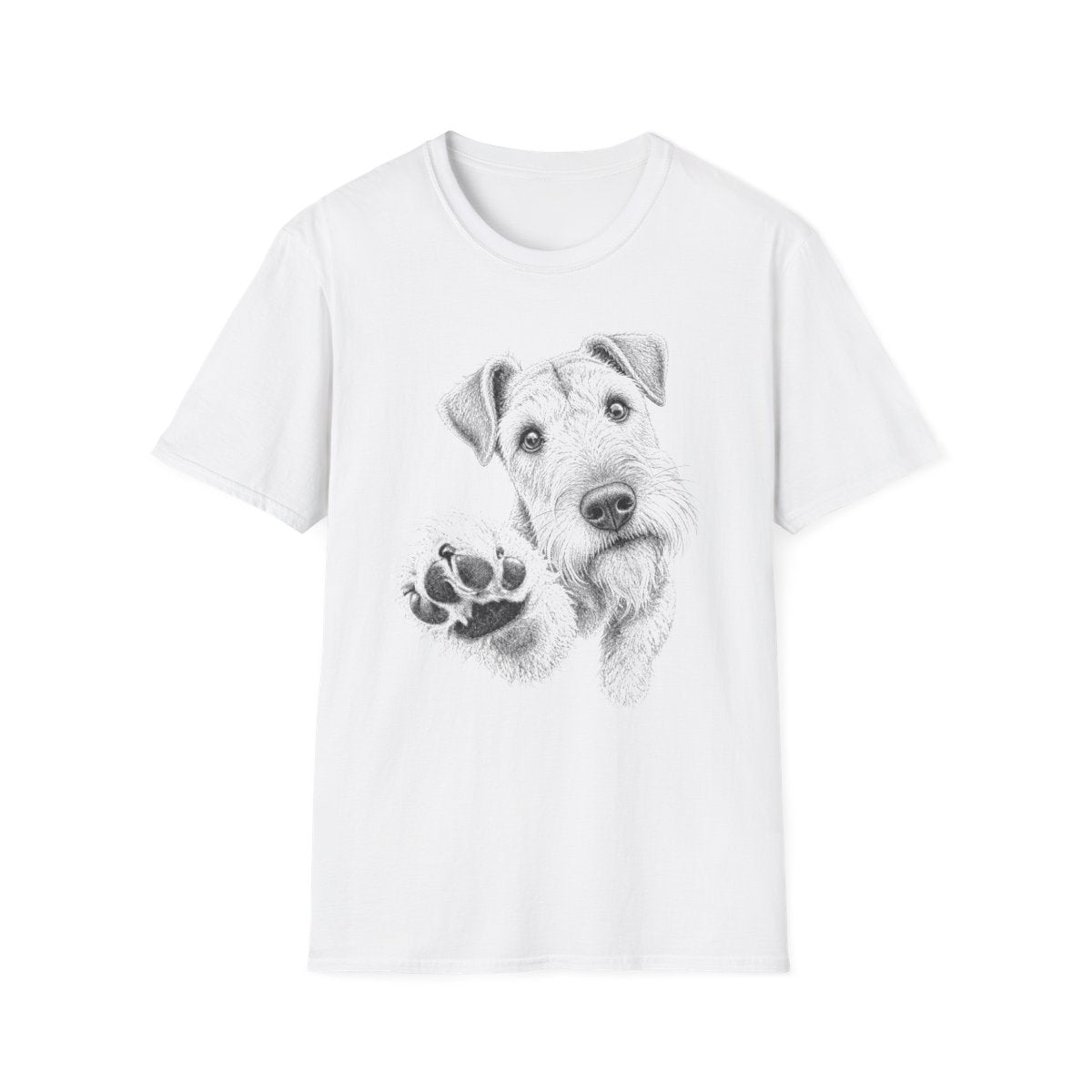 Paw Reach Airedale Terrier Tee - White