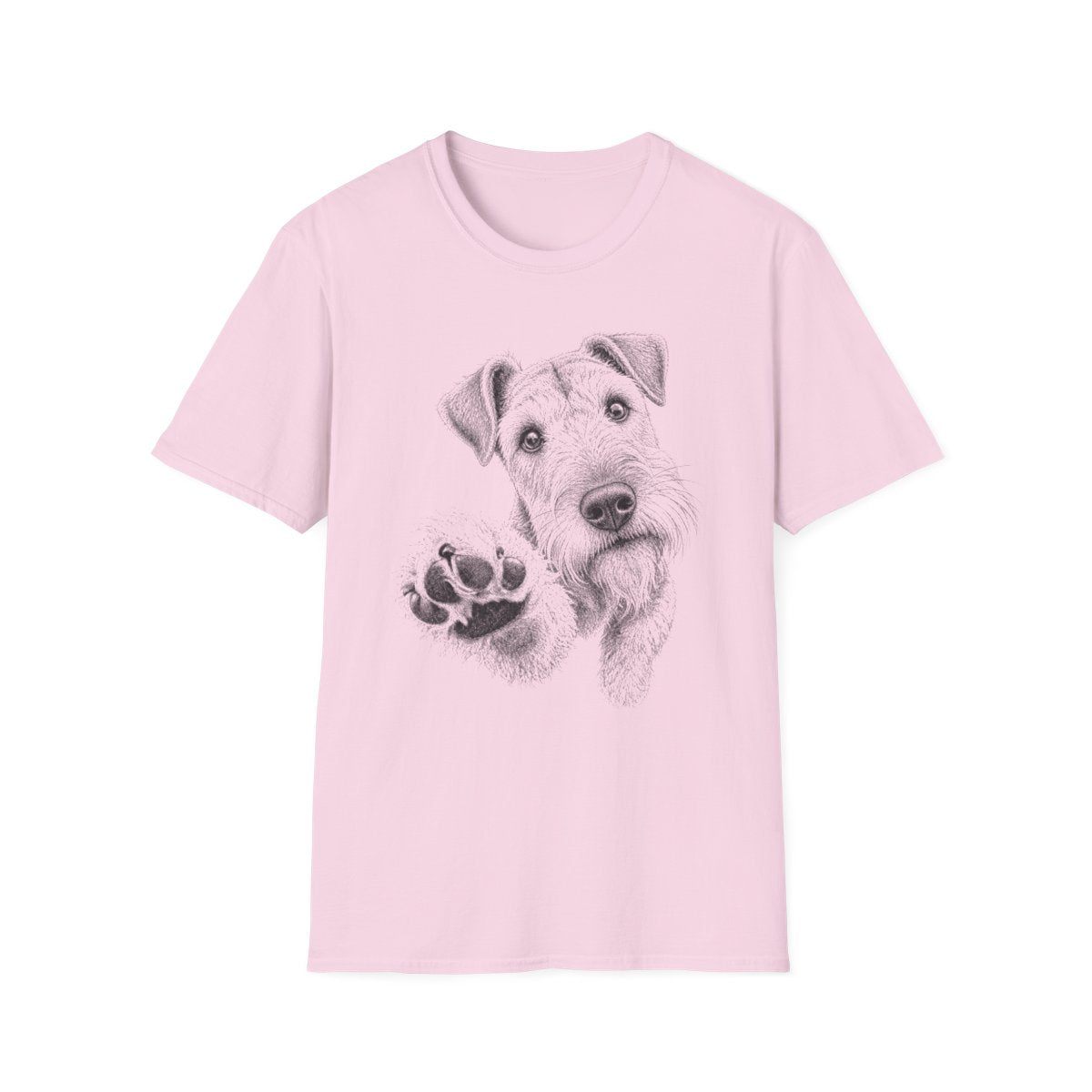 Paw Reach Airedale Terrier Tee - Light Pink