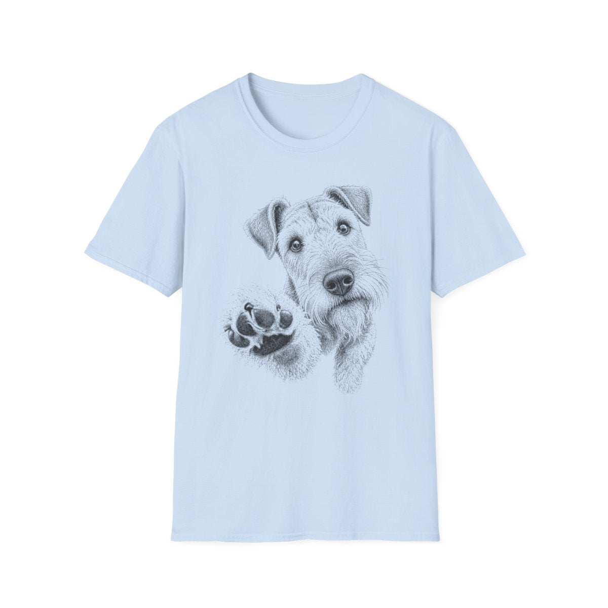 Paw Reach Airedale Terrier Tee - Light Blue